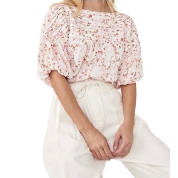 Free People Dessa Ivory Combo Thong Bodysuit Small Floral Print Boho Coquette - Picture 3 of 16